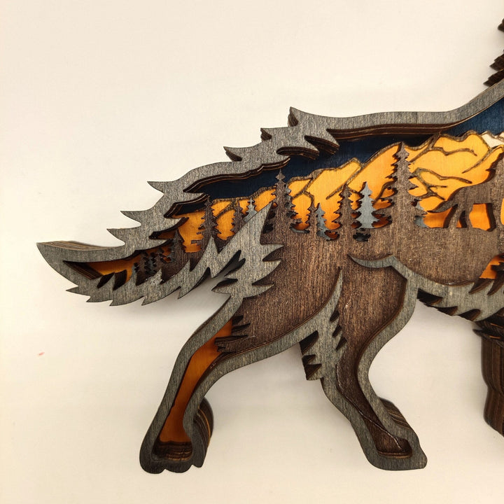Nightglow Wooden Craft Wolf Decor | Skanto