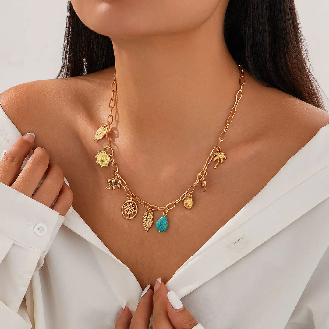 Skanto | Paperclip Tropical Charm Necklace