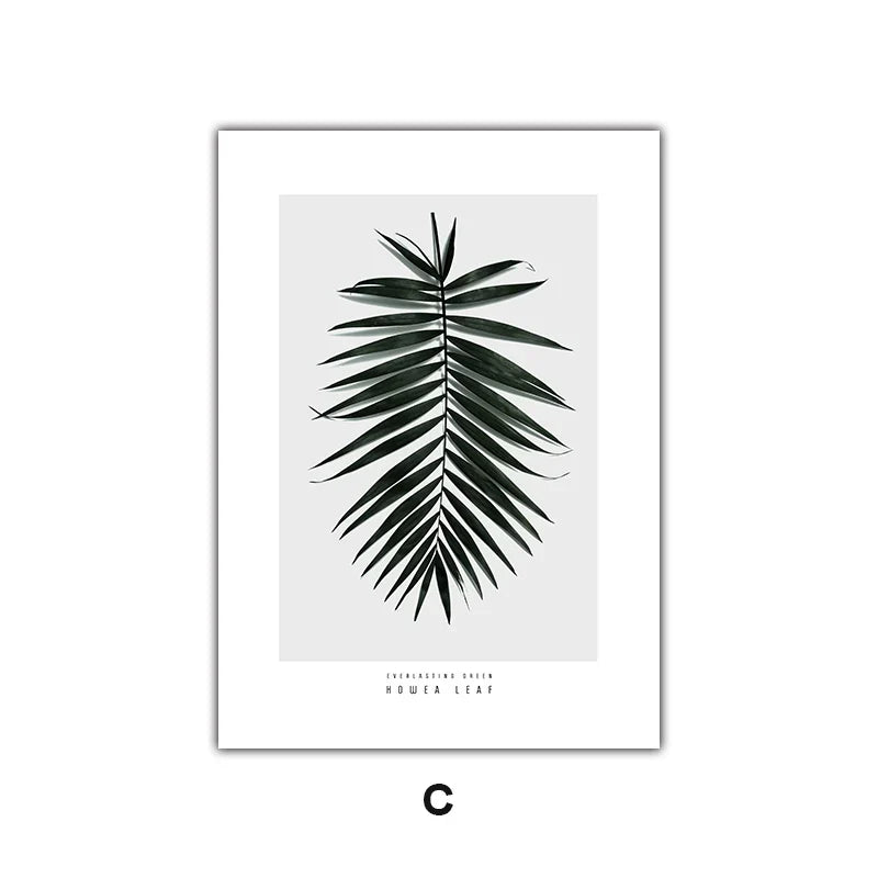 Minimalist Green Leaves Modern Botanical Specimen Wall Art Artistic Canvas Prints Gallery Wall Pictures For Living Room Dining Room Art Decor | Skanto