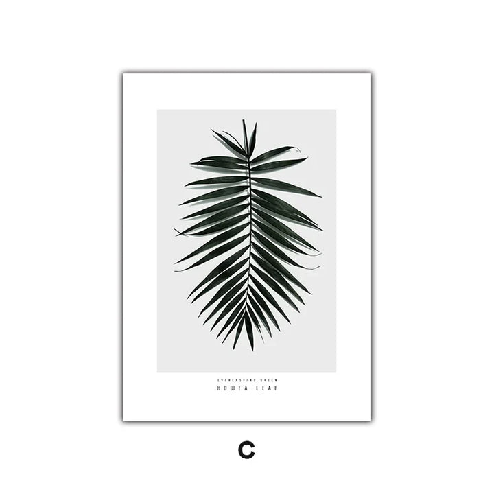 Minimalist Green Leaves Modern Botanical Specimen Wall Art Artistic Canvas Prints Gallery Wall Pictures For Living Room Dining Room Art Decor | Skanto