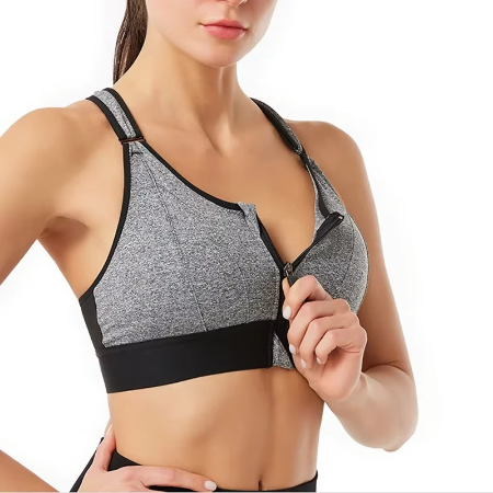 Skanto | Justerbar Zip-Front Sports-BH med undertråd støtte og push-up design