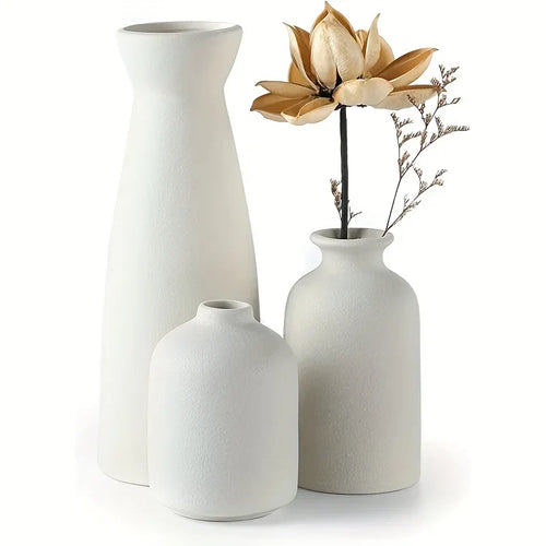 Skanto Vase Sett Av 3, Blomster Vaser For Rustikk Hjemmedekor, Moderne Bondegård Dekor, Stue Dekor, Hylle Dekor, Bord Dekor