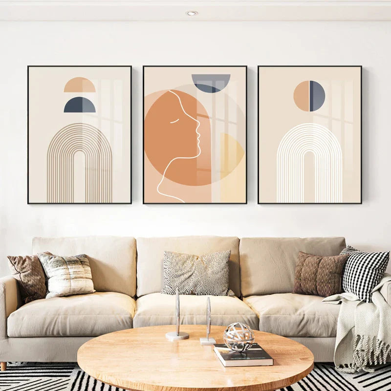 Minimalist Abstract Sun Geometry Wall Art Fine Art Canvas Prints Pictures For Living Room Bedroom, Home Office Art Decor | Skanto