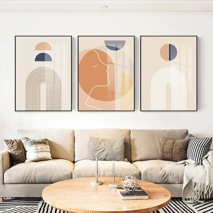 Minimalist Abstract Sun Geometry Wall Art Fine Art Canvas Prints Pictures For Living Room Bedroom, Home Office Art Decor | Skanto