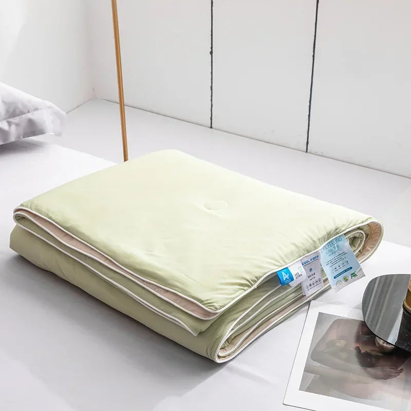 Air Condition Sommer Komforter — Ren Farge Is Silke Kjøleteppe, Lett & Glatt Twin/King Størrelse Quilt | Skanto