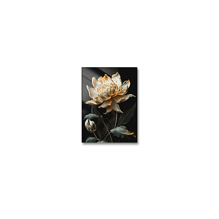 Svart Gylden Floral Veggkunst Fin Kunst Lerret Utskrifter Moderne Botaniske Bilder For Stue Soverom Lett Luksus Boliginnredning | Skanto