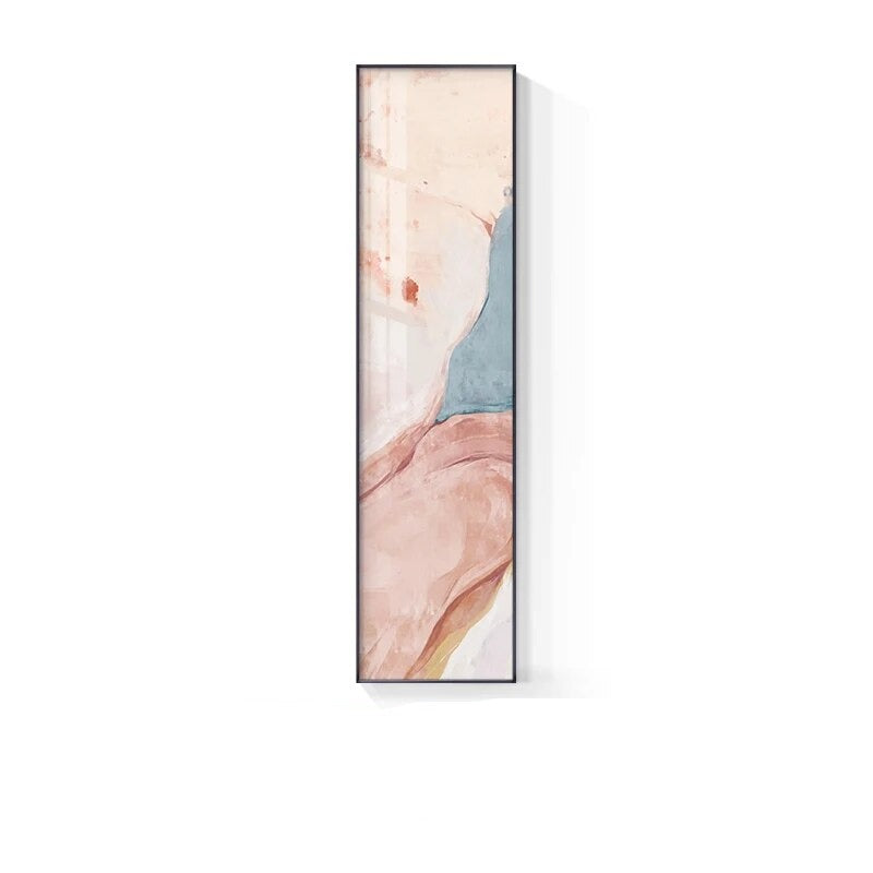 Marble Print Abstract Vertical Format Wall Art Blue Pastel Pink Pictures for Modern Living Room Bedroom Hallway Wall Decor | Skanto