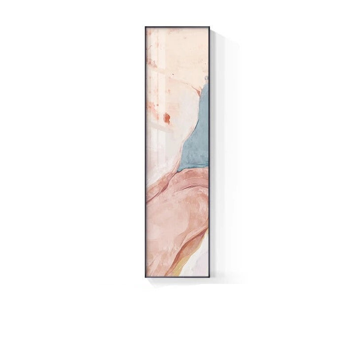 Marble Print Abstract Vertical Format Wall Art Blue Pastel Pink Pictures for Modern Living Room Bedroom Hallway Wall Decor | Skanto