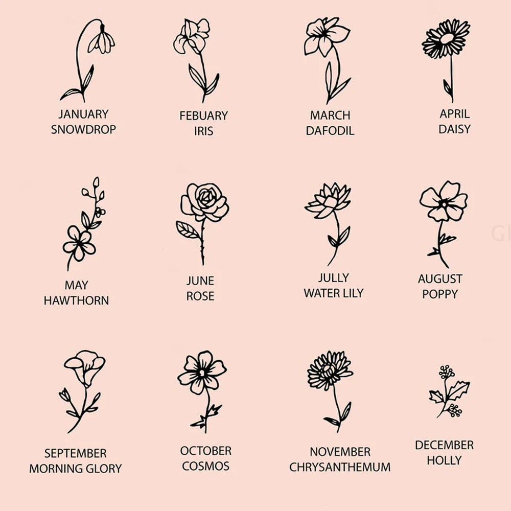 Skanto | Delikat Fødselsblomst & Fødselsstein Kjedearmbånd