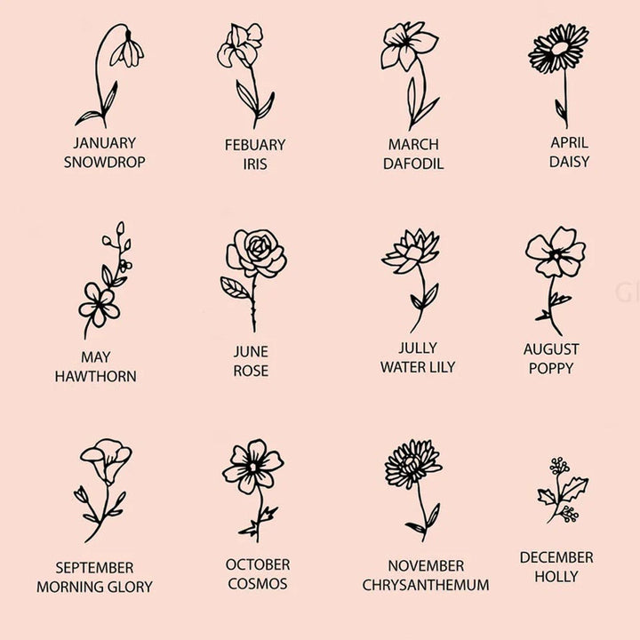 Skanto | Delikat Fødselsblomst & Fødselsstein Kjedearmbånd