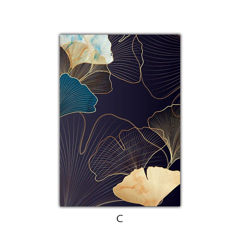 Abstract Botanical Tropical Blue Eggplant Floral Wall Art Fine Art Canvas Print Pictures For Living Room Bedroom Hotel Room Decor | Skanto