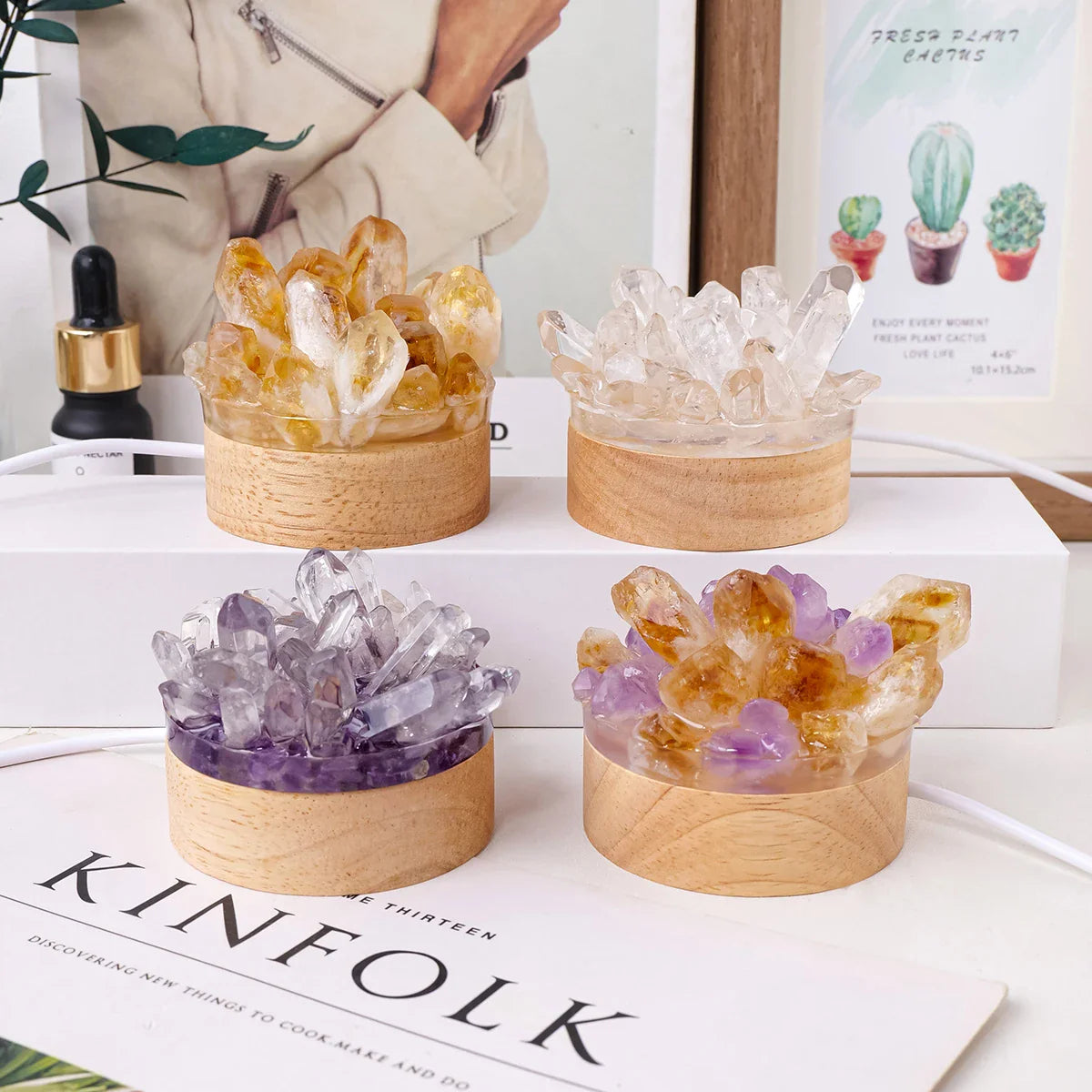 Norvo | Krystallampe naturstein | Håndlaget | Feng Shui & velvære dekor | 150–200 g