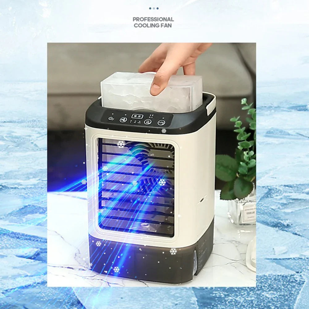 USB Bærbar Mini Air Conditioner Vifte – 3-Hastighets Skrivebords Kjølevifte med LED Nattlys, Luftkjøler for Hjemmet, Kontoret og Camping | Skanto
