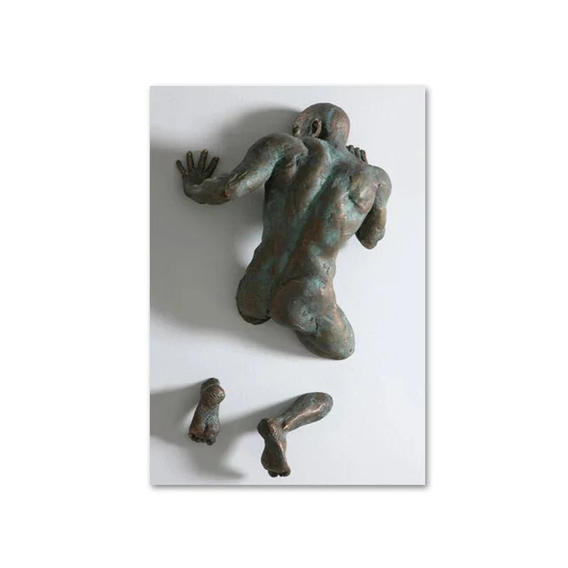 Modern Urban Abstract Iron Statue Wall Art Fine Art Canvas Prints 3D Visualization Figure Art Pictures For Minimalist Apartment Wall Decor | Skanto