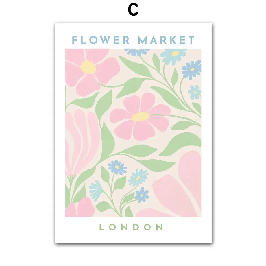 Pink Lavender Daisy Flower Market Posters Wall Art Fine Art Canvas Prints Pastel Floral Pictures For Living Room Bedroom Art Decor | Skanto