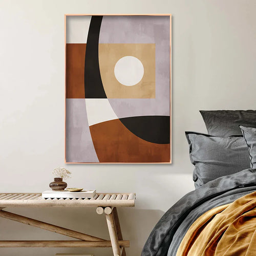 Modern Color Block Geometric Abstract Wall Art Fine Art Canvas Print Neutral Colors Picture for Living Dining Bedroom Art Decor | Skanto