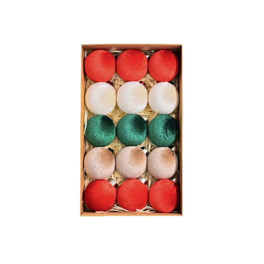 Bruddsikre fløyelsjulepynt - Flockede hengende baller for gjenbrukbar juletre dekorasjon og festgaver 15PCS