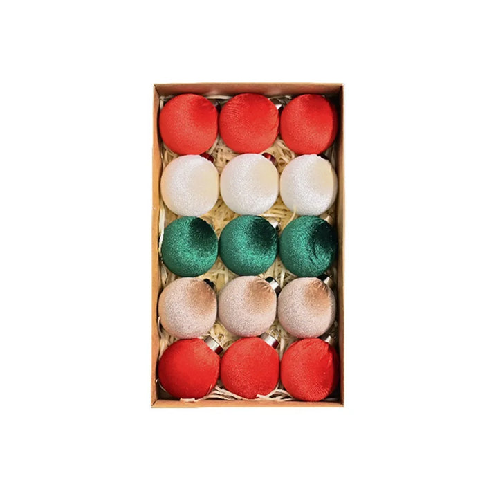 Bruddsikre fløyelsjulepynt - Flockede hengende baller for gjenbrukbar juletre dekorasjon og festgaver 15PCS