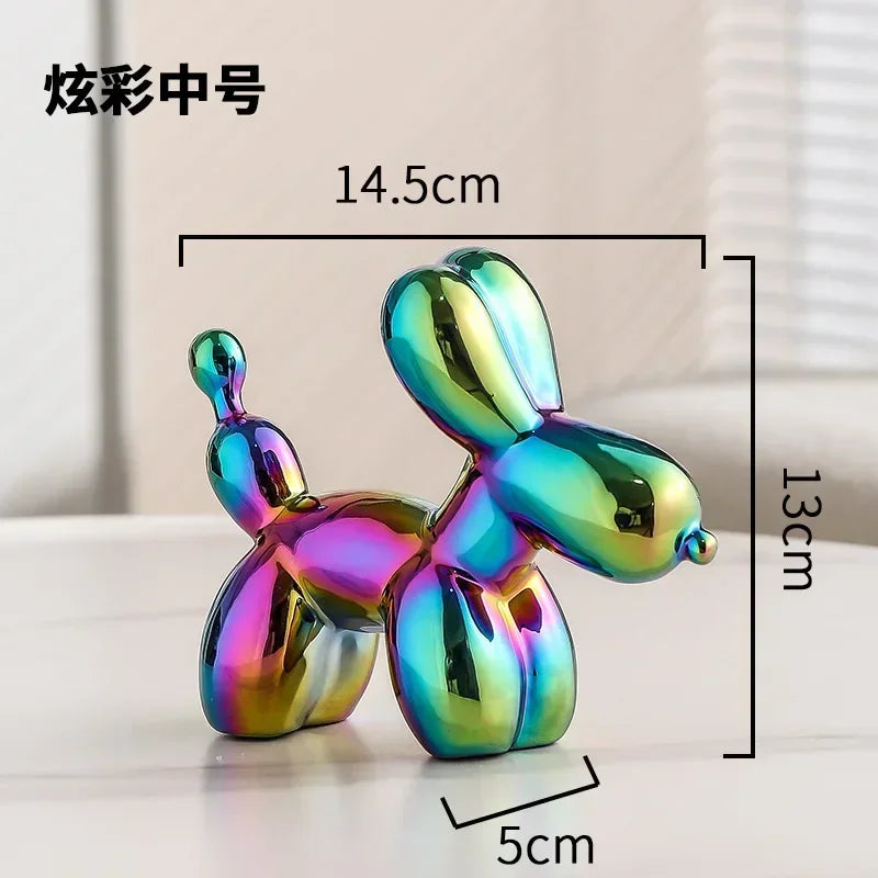 Skanto | Nordisk Keramisk Ballonghund Skulptur Gull Dyre Dekorasjoner Statue Stue Ornament Kreativ Skrivebord Ornament Hjem Dekor