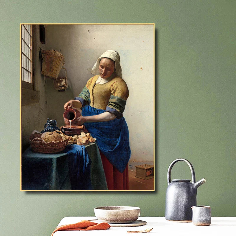 Girl with a Pearl Earring Poster Johannes Vermeer Dutch Golden Age Painting Fine Art Canvas Prints Classic Painting for Living Room Dining Room Decor | Skanto