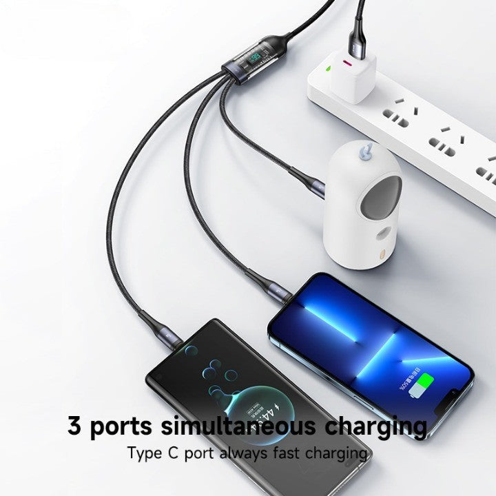 Skanto | 3i1 Digital Skjerm Rask Lading Universell Lader Kabel