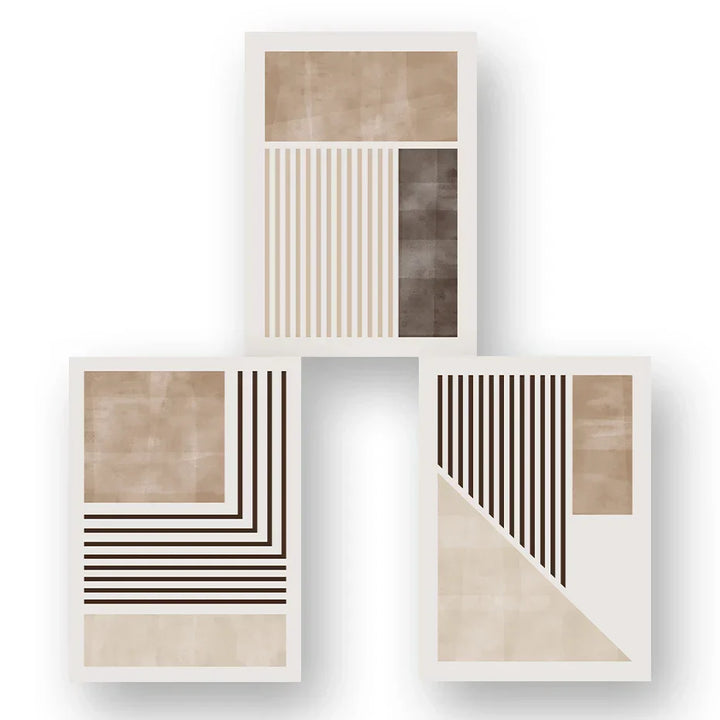 Brown Beige Color Block Geometric Wall Art Fine Art Canvas Prints Abstract Minimalist Pictures for Modern Living Room Bedroom Art Decor | Skanto
