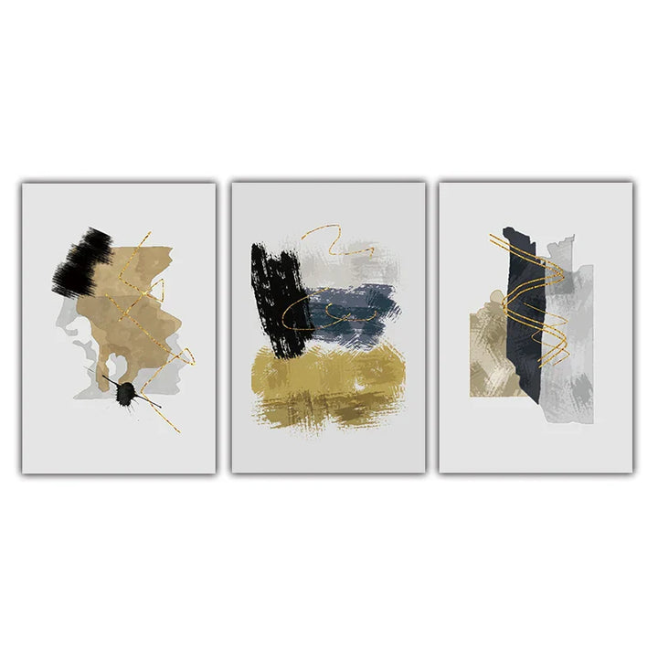 Neutral Color Blue Beige Black Nordic Abstract Wall Art Fine Art Canvas Prints Posters Pictures For Living Room Bedroom Art Decor | Skanto