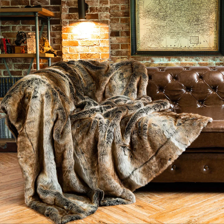 Skanto | Luksuriøst Falsk Pels Teppet | Mykt & Varmt | Vinterplaid | For Sofa & Soverom