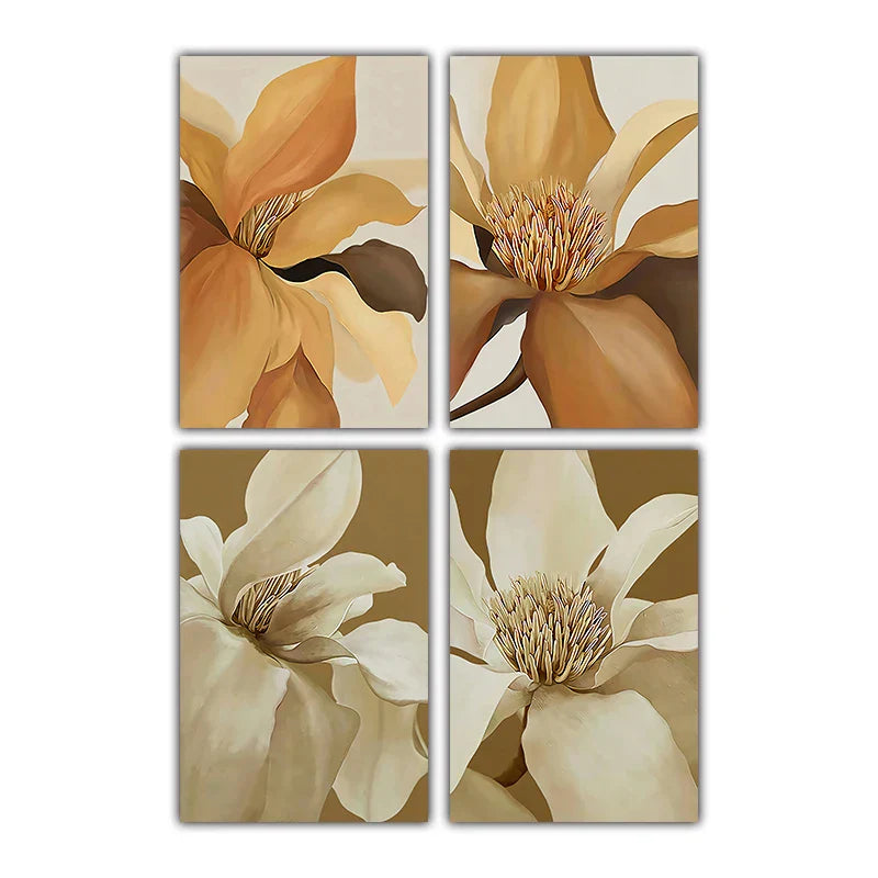 Large Abstract Floral Wall Art Fine Art Canvas Prints Modern Botanical Pictures For Living Dining Bedroom Art Decor | Skanto