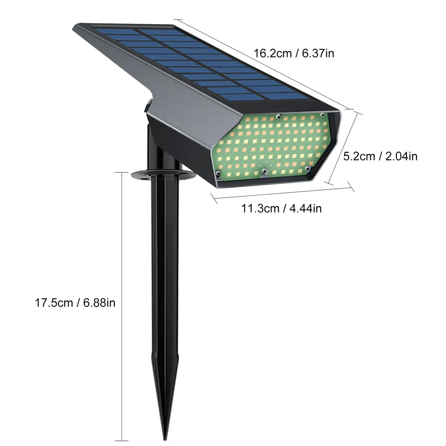Norvo | Solar-Spotlight LumiYard 92LED | 2-farget hagebelysning (Varm-/Kald hvit) | IP65 vanntett & automatisk skumringssensor