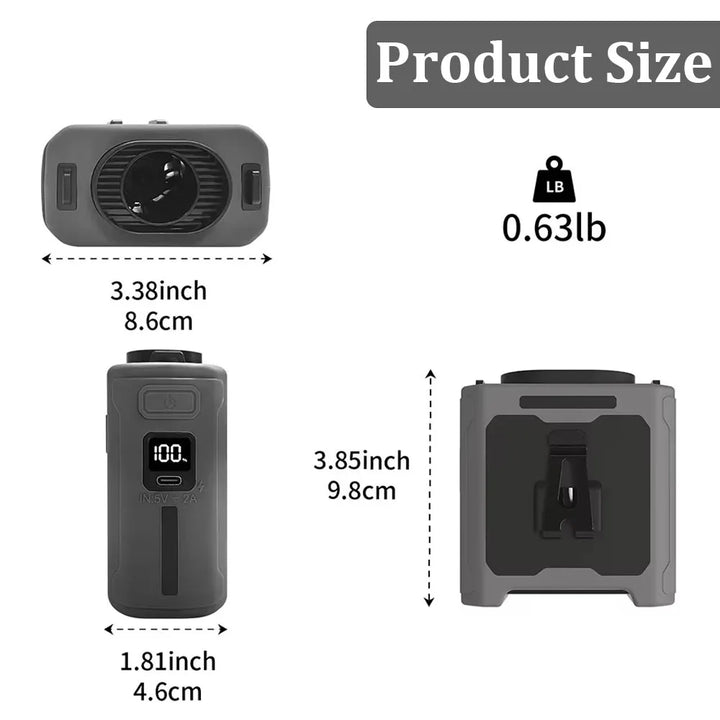 10000mAh Livstikkontaktvifte med Power Bank – Bærbar Håndfri Oppladbar Vifte | 5-Hastigheters Kjøling, Batteri Visning, USB Lading, Utendørs Bærbar Vifte | Skanto