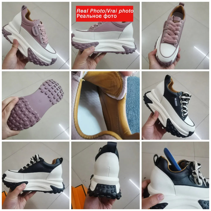 Skanto | 7 cm Plattform Wedge Sneakers laget av Lær