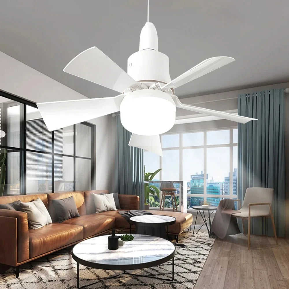 30W E27 Takvifte Lys med Fjernkontroll - LED Dimming Funksjon, Intelligent Stille Vifte for Soverom & Stue | Skanto