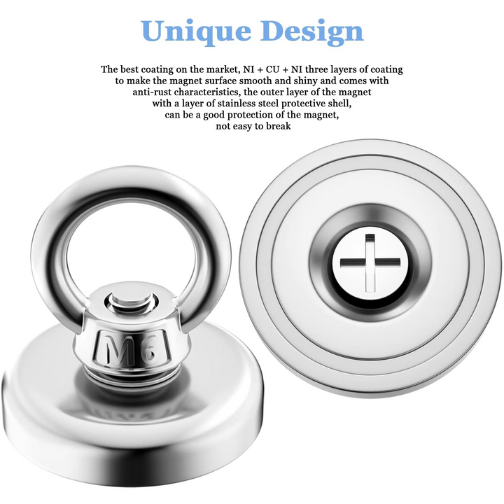 Skanto | Premium Neodymium Fiskemagnet med Øyebolt for Magnetisk Berging