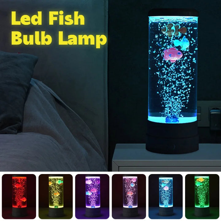 Skanto | Simulert LED Fargerik Stor Boble Fisk Lys Akvarium Tank Usb Natt Lys for Hjem Kontor Soverom Stue