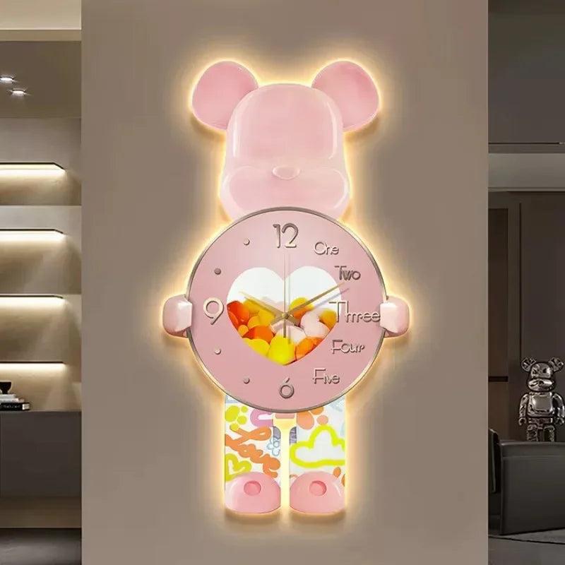 Glødende Stjerne Bamse LED Veggklokke | Skanto