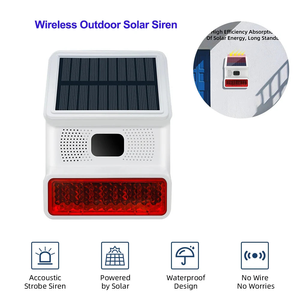 Norvo | Solar-External Siren Securon 433S | 433 MHz Trådløs Alarmmodul med Lys & Lyd | For GSM/WiFi Alarmsystemer | Solcelledrevet & Værbestandig