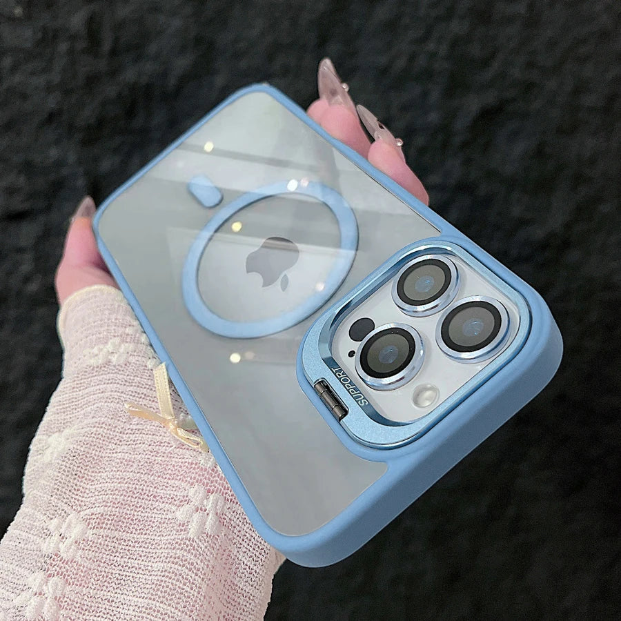Skanto | Magnetisk Sjokkbestandig Magsafe Mobildeksel Stativ Glass Linsebeskytter Deksel