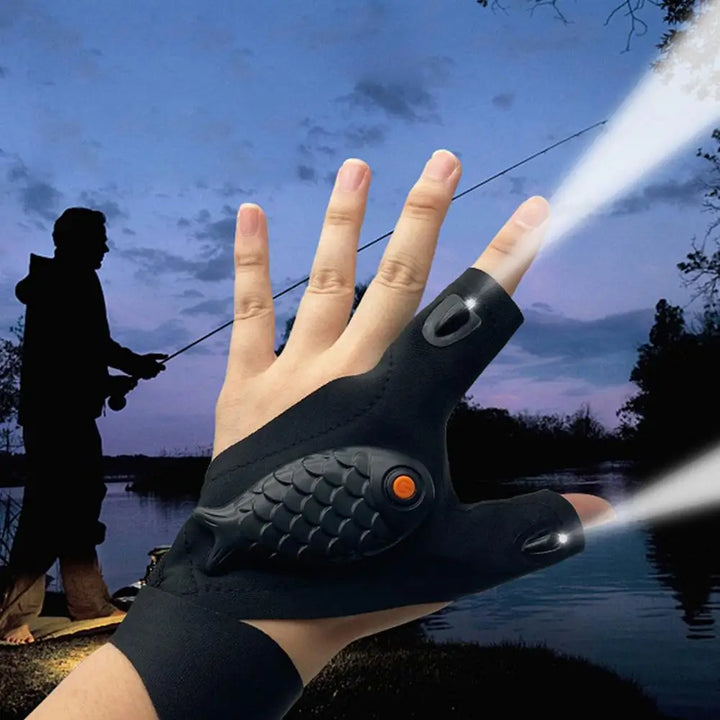 Oppladbare fingerløse reparasjonsfisking LED hansker | Skanto