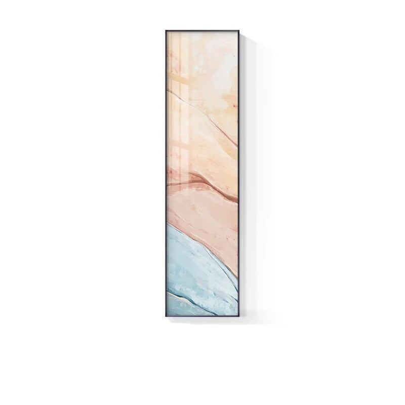 Marble Print Abstract Vertical Format Wall Art Blue Pastel Pink Pictures for Modern Living Room Bedroom Hallway Wall Decor | Skanto