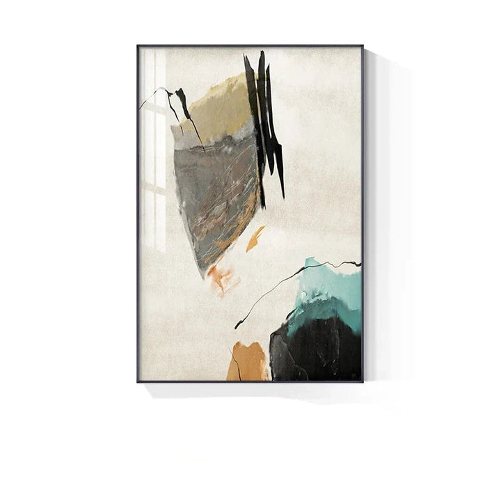 Colorful Minimalist Abstract Wall Art Fine Art Canvas Prints Orange Yellow Black Beige Pictures for Living Room Dining Room Nordic Home Decor | Skanto
