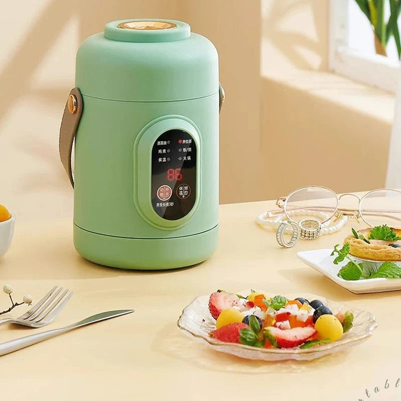 Norvo | NutriCook One Elektrisk Mini Koker 1L | Bærbar Langsom Koker & Suppe Maker | Smart Timer Funksjon | For Kontor & Hjem