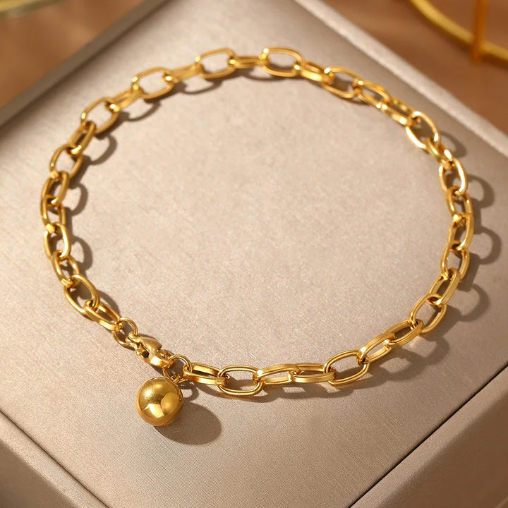 Skanto | Chunky Paperclip Quaste Ball Armbånd