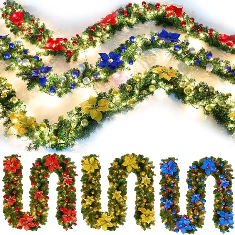 Norvo | LED julelenke av rattan for trapper og peis