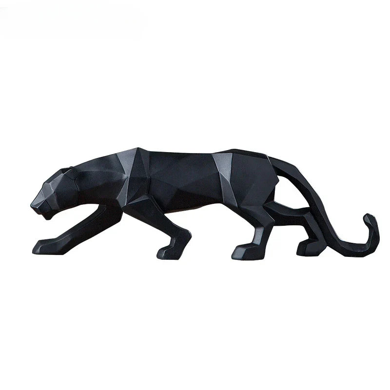Norvo | Panther Statue, Dyrefigur, Abstrakt Geometrisk Stil, Harpiks, Leopard Skulptur, Hjemmekontor, Skrivebord Dekorasjon, Håndverk