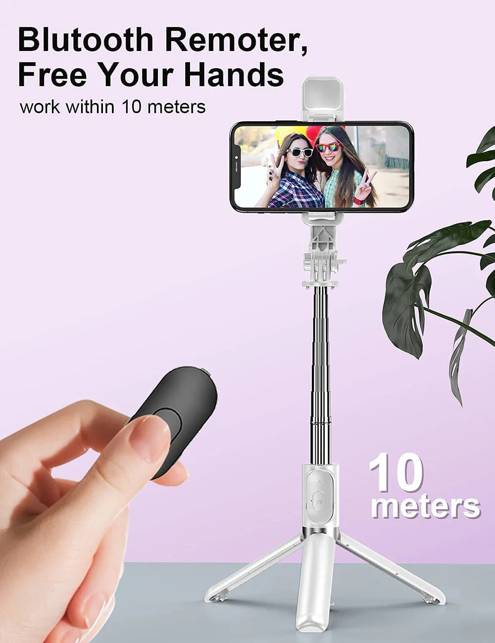 Skanto | Bluetooth Selfie Stick Stativ med Fylllys