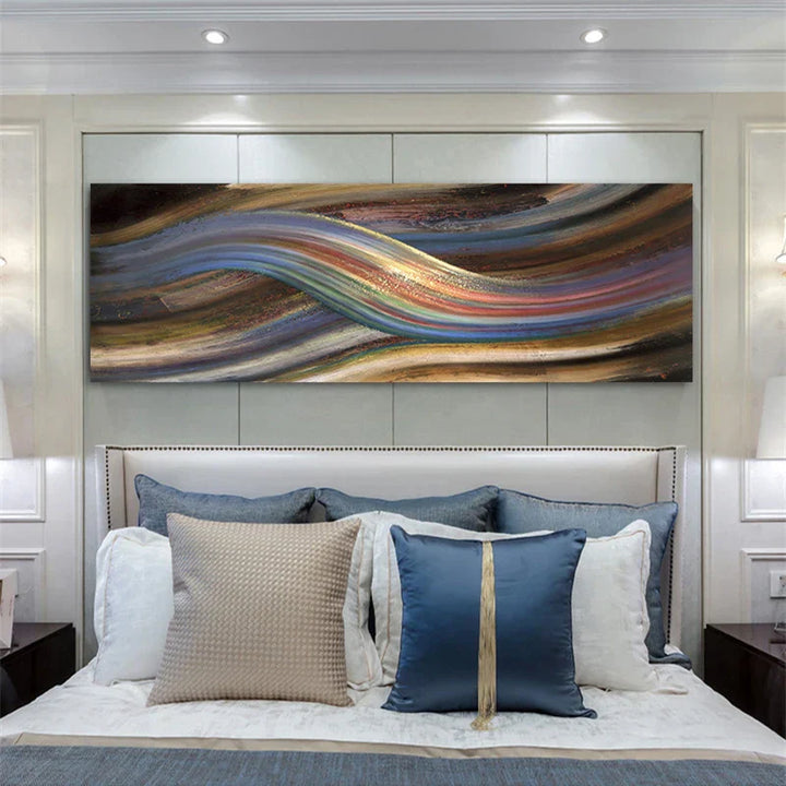 Rainbow Abstract Wall Art Fine Art Canvas Print Wide Format Modern Colors Pictures For Above Bed or Above Living Room Sofa | Skanto