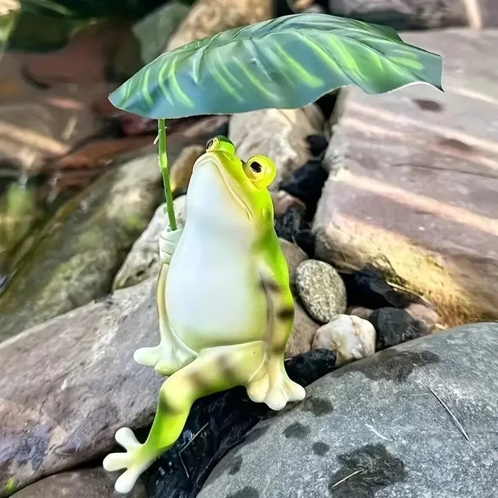 Skanto | Frosk på lotusblad figur for akvarium hagedekorasjon og balkongdekorasjon