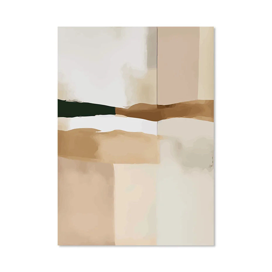Neutral Color Block Beige Black Wall Art Fine Art Canvas Prints Modern Abstract Pictures for Living Room Bedroom Art Decor | Skanto