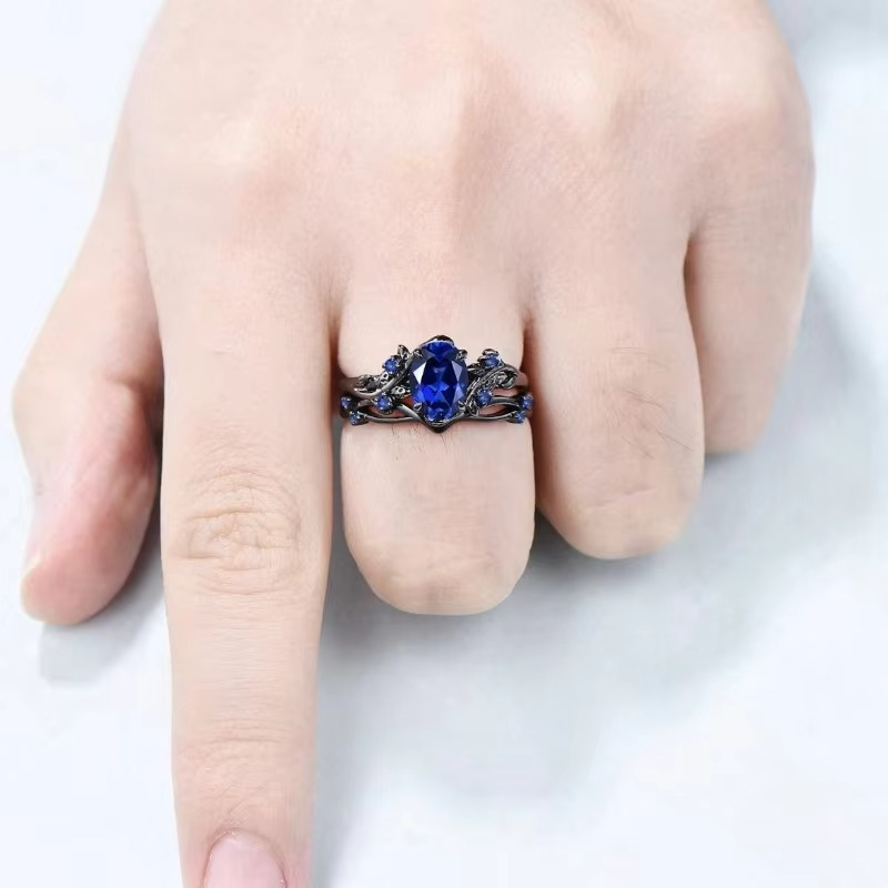 Skanto | Sapphire Leaf Branch Statement Ring for Women